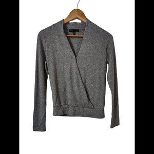 Banana Republic Gray Metallic Wrap Top XXS